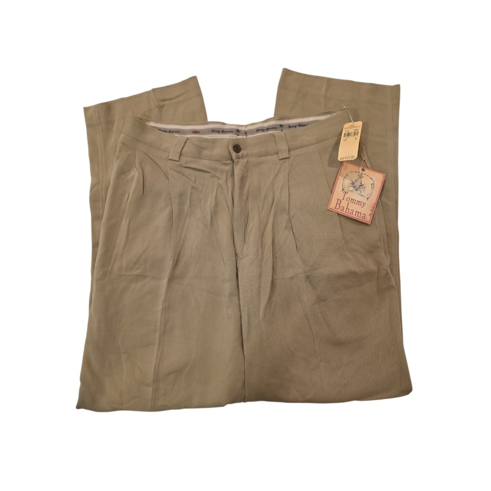 Tommy Bahama 100% Silk Reeder Pants Mens 34 Khaki Resort Casual NWT
